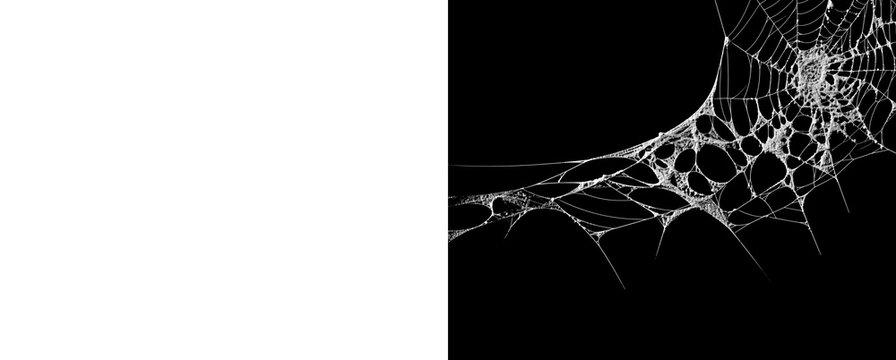 Intricate dusty spider web design isolated on transparent background layer.