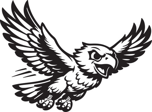 Black eagle bird flying with open wings