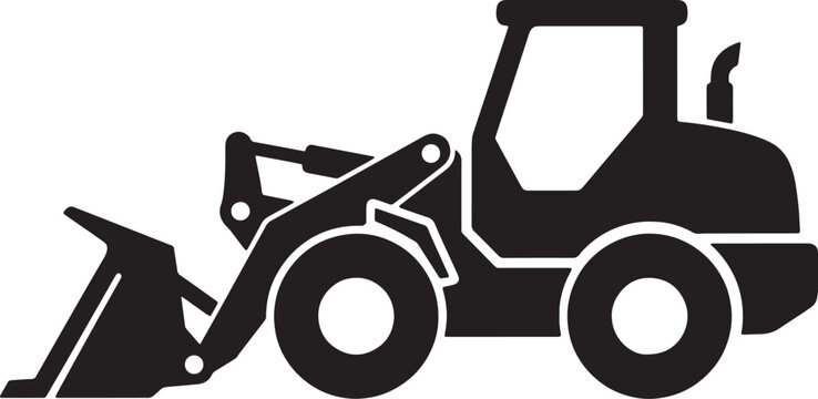 Front loader construction vehicle vector icon heavy equipment.