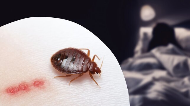 Close-up of Bed Bug on Human Skin