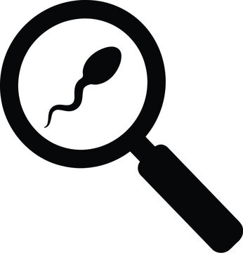 Sperm cell silhouette under magnifying glass for medical and scientific illustration