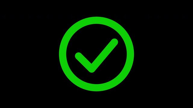 Green Checkmark Icon Animation with Rotating Loading Circle Progress Bar 4k video