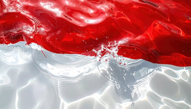 Red and white rippling water