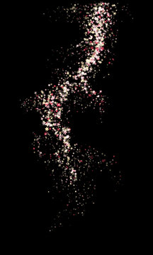 Vector abstract flowing fluid trail formed by glowing star and diamond particles on dark blue background for technology digital artificial intelligence and creative science concept