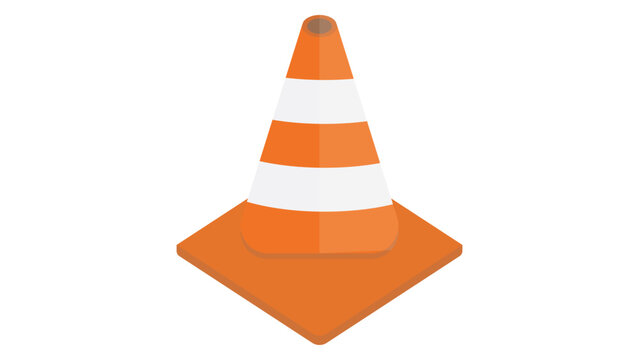 orange traffic cone safety icon with flat geometric design isolated warning symbol illustration
