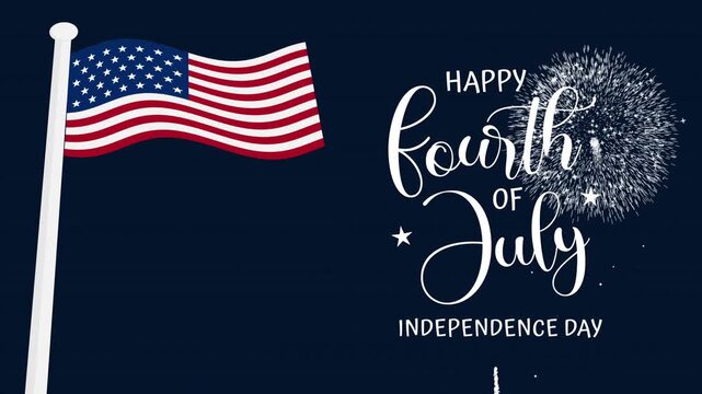 4th of july text, american flag, fireworks for patriotic celebrations. Perfect for independence day promotions, social media posts, patriotic designs.