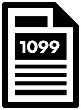 Solid black filled icon of 1099 miscellaneous income form on white background for tax and finance concepts