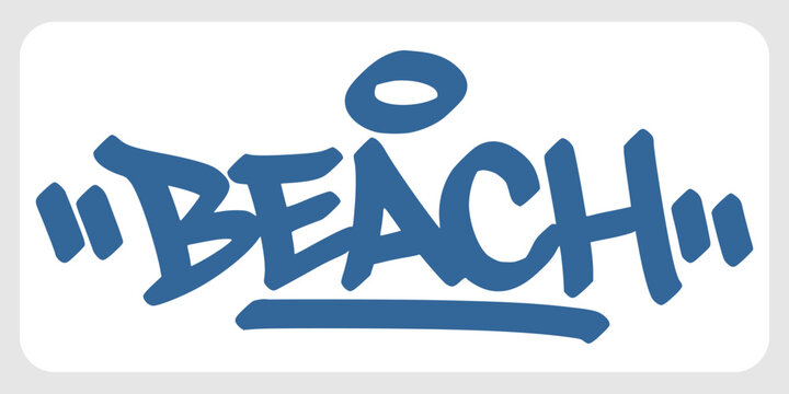 Blue beach graffiti tag lettering featuring clean script weights and continuous underline layout.