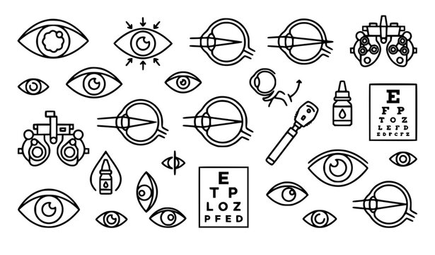 Eye Disease and Vision Disorder Icons Set