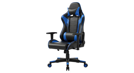 Fototapeta premium Ergonomic Gaming Chair with Lumbar Support and Headrest, Black and Blue