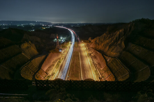Landscape View Of Mudstone Badlands (Tianliao Moon World) With Formosa Highway At Tianliao, Kaohsiung, Taiwan