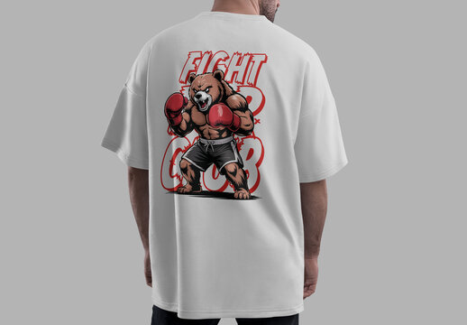 Aggressive Bear Tshirt Design Boxing Fighter Graphic Tee