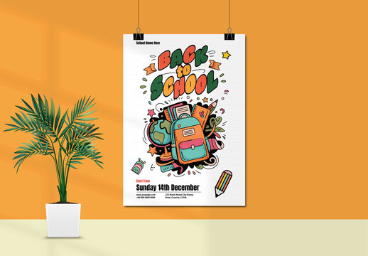 Back To School Poster Template Creative Kids Learning Design
