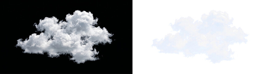 Realistic white cloud png isolated on transparent alpha channel background, natural weather element for sky replacement, fluffy cumulus vapor structure, high resolution digital design asset