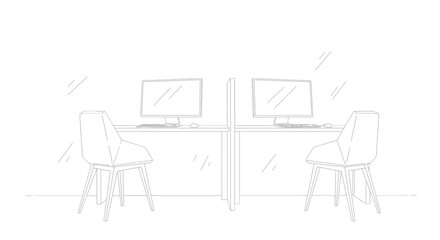 Fototapeta premium Minimalist Office Workstations Illustration