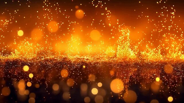 Digital golden flashing abstract background