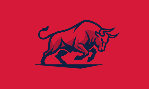 Dynamic bull logo taurus icon for sports team or financial bull market