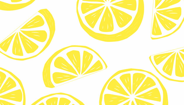 Orange Fruit Seamless Pattern. Citrus Slice Background. Minimal Hand Drawn Style.