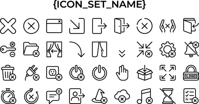 Cancel And Close Action Outline Icon Set For Exit Delete Disable Interface Website And App Design Use