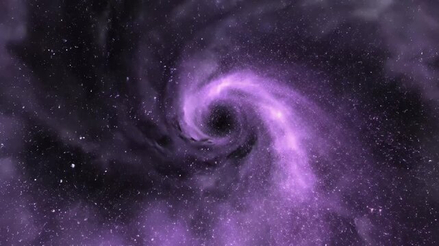 Cosmos Vortex Swirling Purple Galaxy and Stars in Deep Space