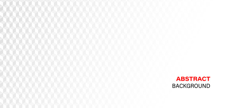 Abstract white 3D geometric cube pattern background horizontal banner, light grey elegant presentation background texture with copy space for corporate backdrop wallpaper