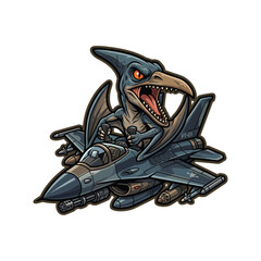 Pterodactyl Dinosaur Flying Military Jet Fighter Plane Mascot © Aryasakti