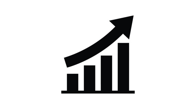 Growth chart icon with rising bars black silhouette
