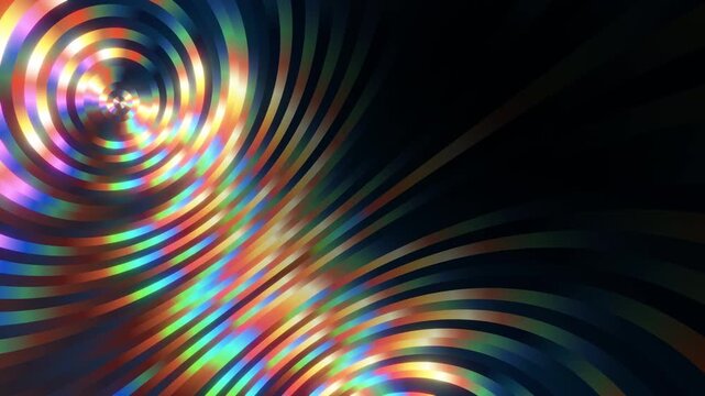 Psychedelic glowing hypnotic abstract background loop. Rotating colorful concentric circles.