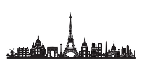 Fototapeta premium Paris France City Skyline Silhouette Vector Illustration.
