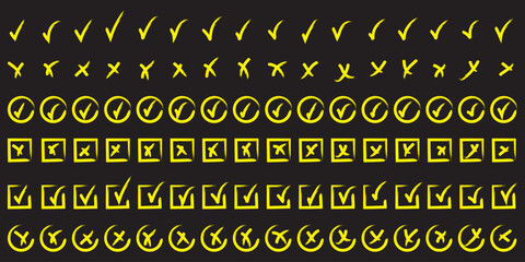 Colorful Checkmark and Cross Icon Set Vector Collection   Minimal Validation Symbols for UI UX Design. Check mark icon button set. Check box icon with right and wrong buttons,yes or no checkmark icons © Hike Studio 2
