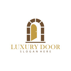Fototapeta premium Classic Door logo vector template. Creative Old Door logo design concepts. Icon Symbol