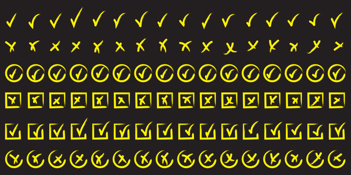 Colorful Checkmark and Cross Icon Set Vector Collection | Minimal Validation Symbols for UI UX Design. Check mark icon button set. Check box icon with right and wrong buttons,yes or no checkmark icons