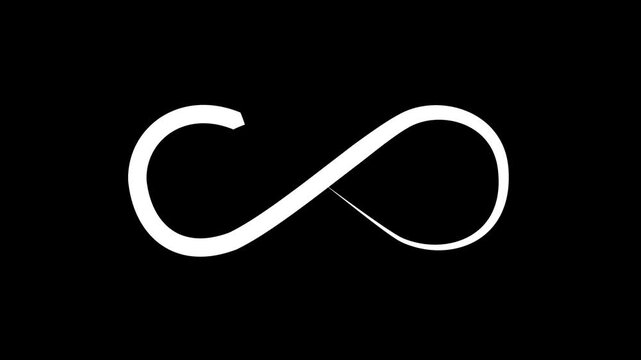 Black creative open infinity symbol with brush stroke style isolated on black background