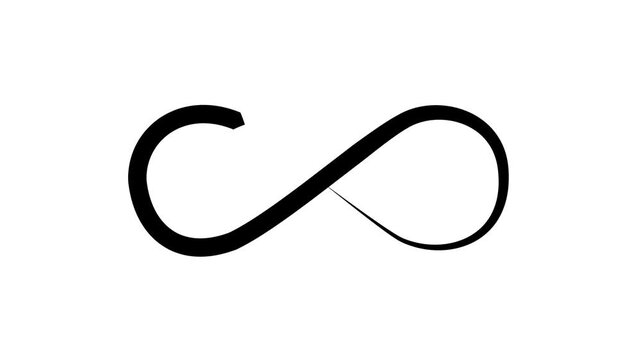 Black creative open infinity symbol with brush stroke style isolated on white background