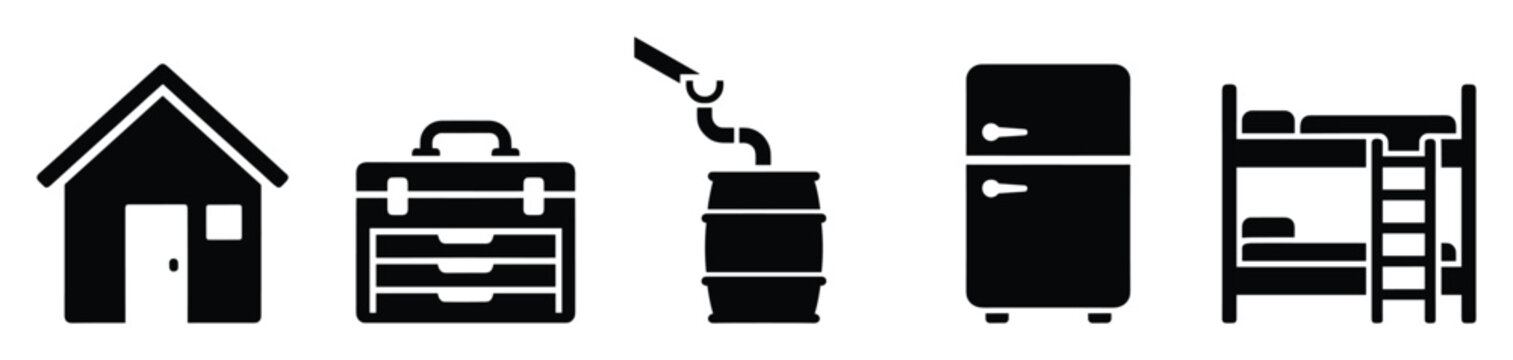 Set of home and essential living icons for residential applications and domestic projects