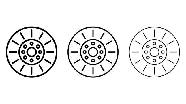 Brake disc icons set with graphic resource collection transportation friction