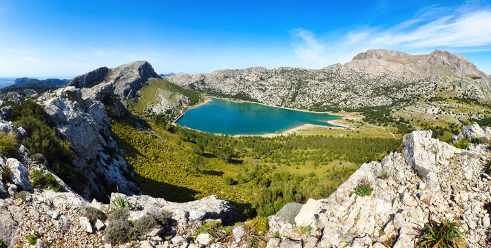 Gorg Blau reservoir , Escorca, Natural area of the Serra de Tramuntana., Majorca, Balearic Islands, Spain