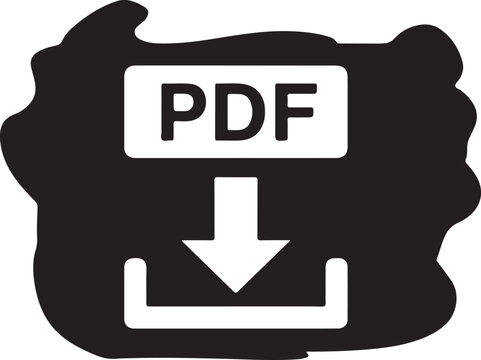 The PDF download icon features white text and a down arrow on an organic black background, designed as a clear, professional call-to-action for web interfaces.