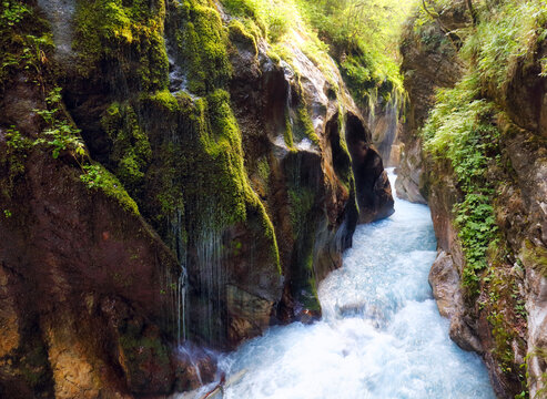 Wimbachklamm Wimbach canyon in the Bavarian Alps in Ramsau Bavaria near Berchtesgaden, Germany