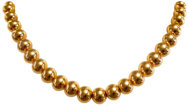 golden Mardi Gras Beads Necklace Isolated on Transparent Background PNG