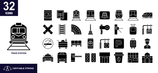 Train Station Glyph Icon Set  © okta