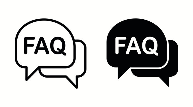 Faq speech bubbles icon with frequently asked questions speech bubble dialogue