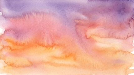 Fototapeta premium a watercolor background with warm sunset colors—orange, pink, and purple—flowing smoothly like a dreamy evening sky