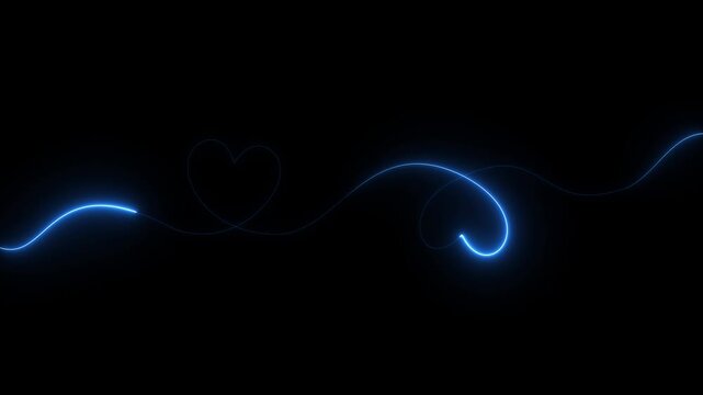 heart dashed line path icon animation on black background. Romantic travel symbol, heart dashed line trace. Movement of simple heart path, dotted love. 4k video
