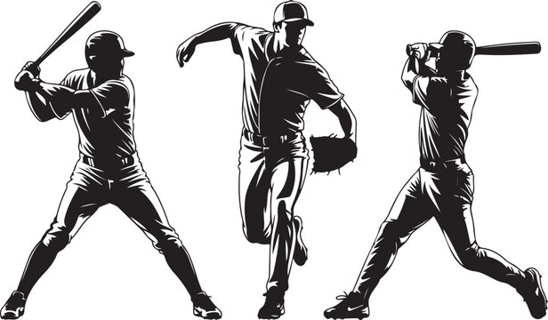 Baseball player swinging bat in action pose