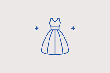 An elegant evening wedding dress line icon for bridal boutique catalogs and formal fashion retail shops. Vector illustration for tailoring service websites and prom dress rental platforms. © HenryFord