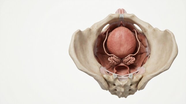Anatomical illustration of female pelvic organs including uterus ovaries and surrounding ligaments