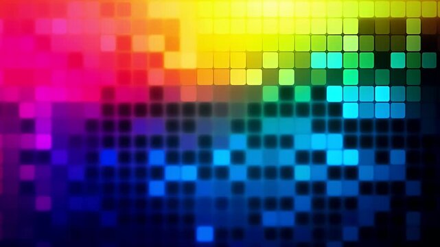 Vibrant pixelated rainbow colored background pattern.