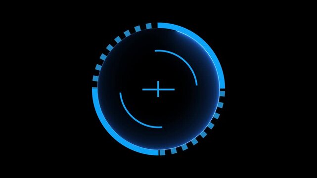 Futuristic digital radar targeting HUD interface with scanning circle, cyber surveillance system, Data analysis and tactical defense display
