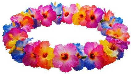 Colorful hibiscus flower lei garland, isolated on transparent background © TONSTOCK